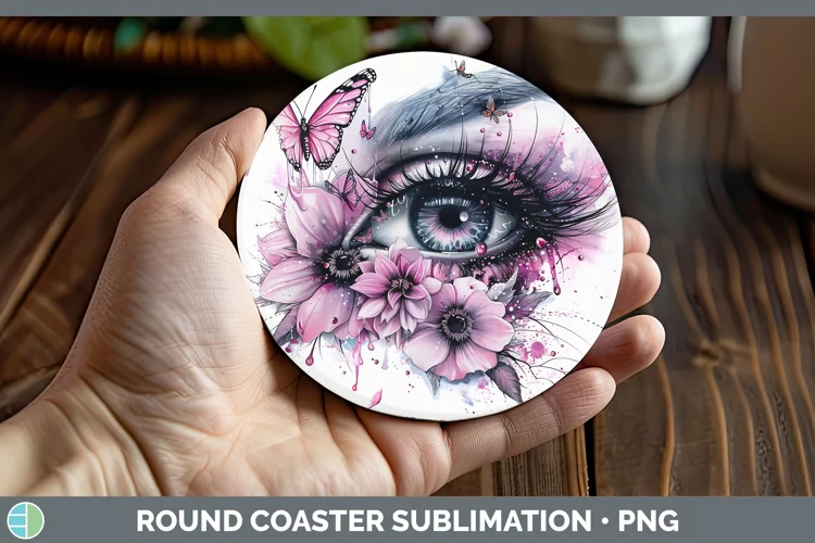 Dripping Pink Eye Round Coaster Sublimation Coaster Designs