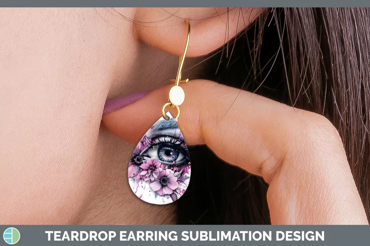 Dripping Pink Eye Teardrop Earrings Sublimation Earrings Des