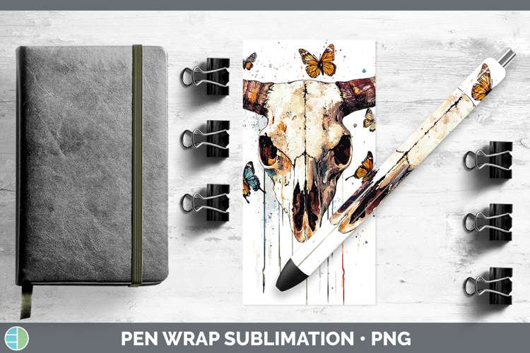 Drips BS01 Cow Skull Pen Wrap Sublimation Pen Designs