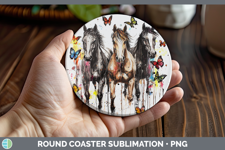 Drips BS01 Horse Round Coaster Sublimation Coaster Designs