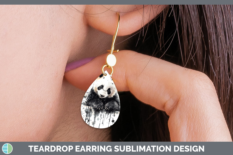 Drips BS01 Panda Teardrop Earrings Sublimation Earrings Desi