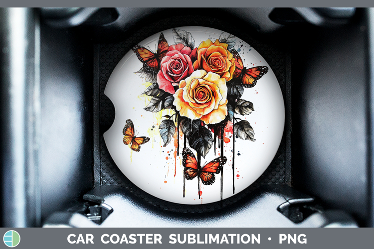 Drips BS01 Rose Car Coaster Sublimation Designs