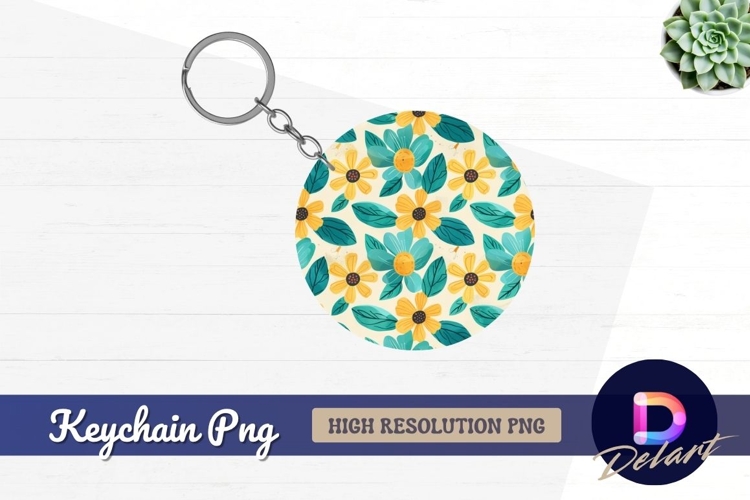 Floral pattern Round Keychain PNG