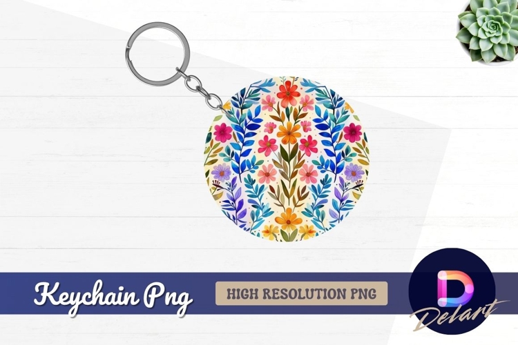 Floral round design for Round Keychain PNG