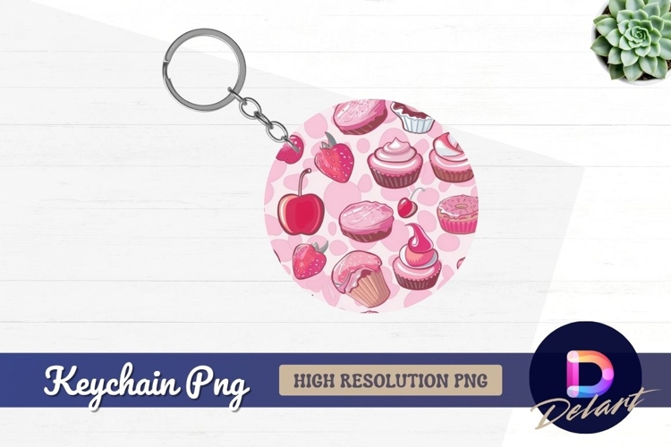Pink sweet treats Round Keychain PNG