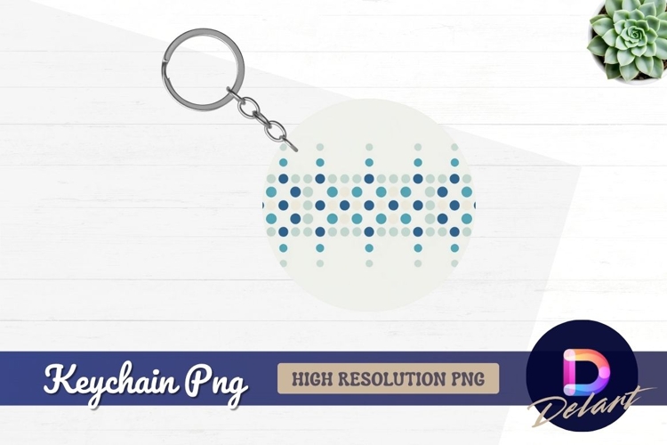 Abstract blue green dots round keychain png