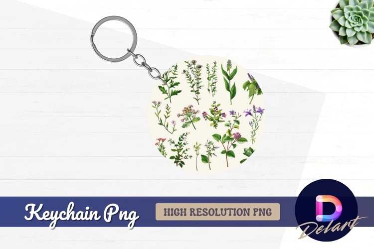 Botanical illustration variety Round Keychain PNG