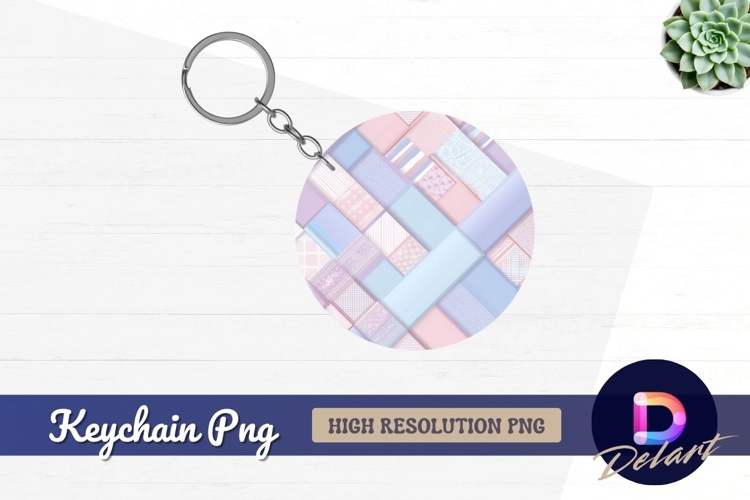 Pastel geometric pattern for round keychain png