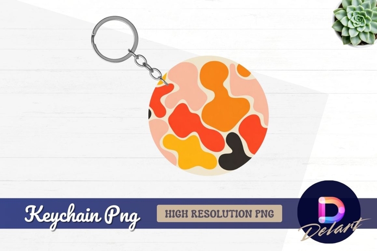 Abstract colorful blob pattern Round keychain png example image 1