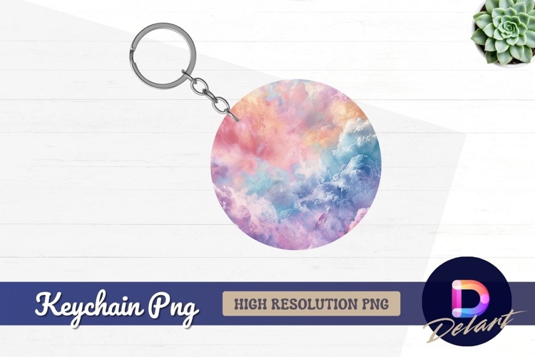 Colorful clouds Round Keychain PNG