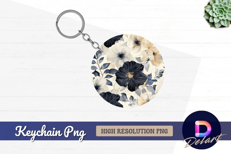 Floral Round Keychain PNG