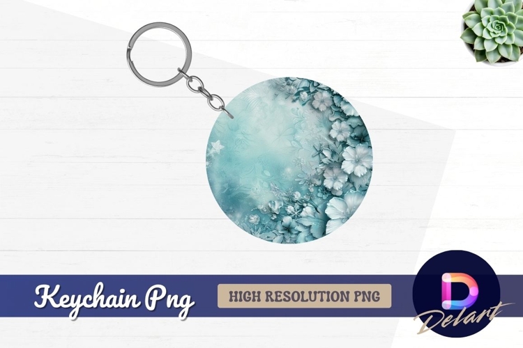 Floral winter Round Keychain PNG