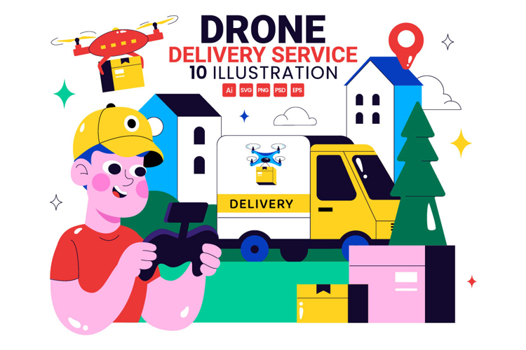 10 Drone Delivery Service Illustration