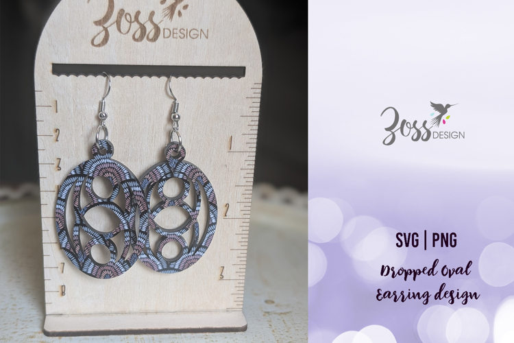 Drop oval modern earring laser cut file