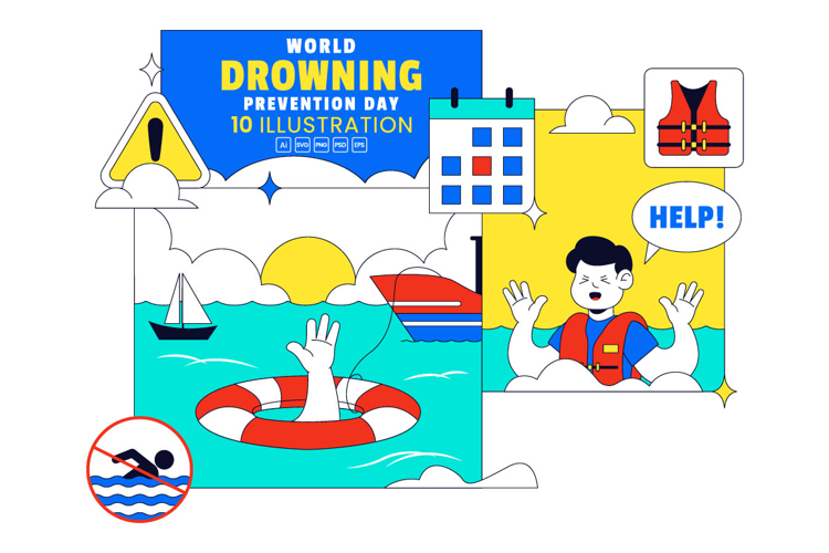10 World Drowning Prevention Day Illustration example image 1