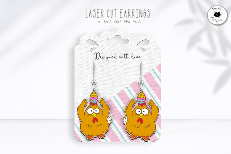 Funny Easter Earrings | Chicken Earrings Laser Cut