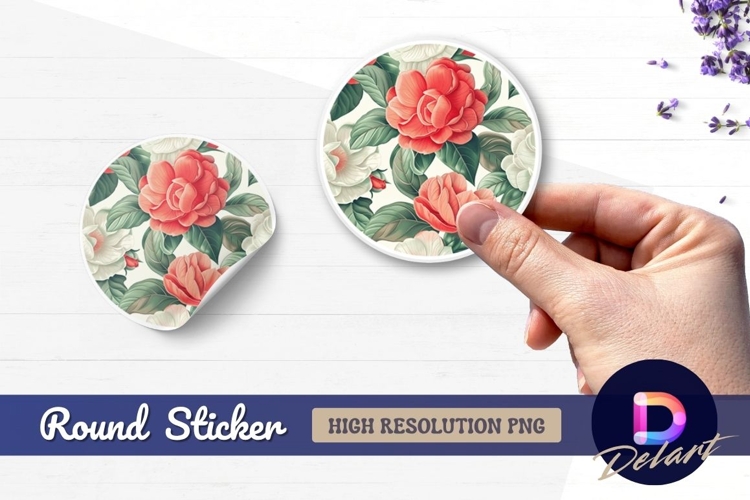 Elegant floral design with roses and green Round Sticker PNG