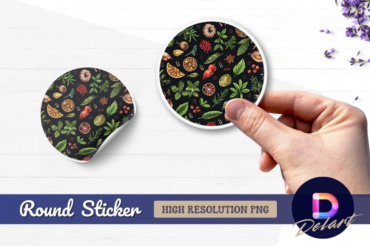 Spices and herbs Round Sticker PNG
