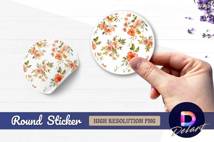 Watercolor peach flowers Round Sticker PNG