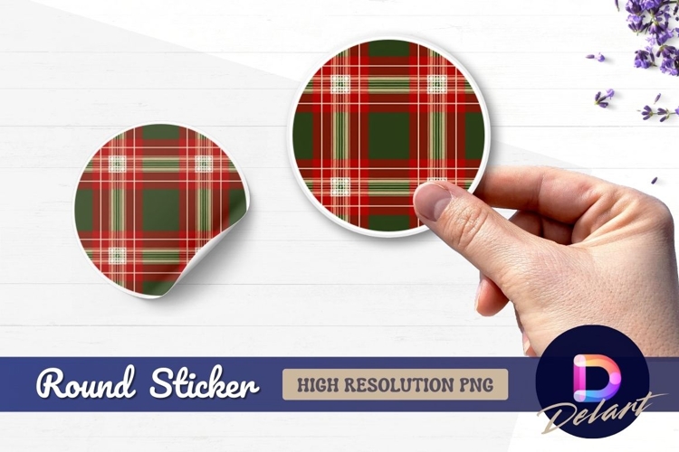 Christmas tartan plaid pattern Round Sticker PNG