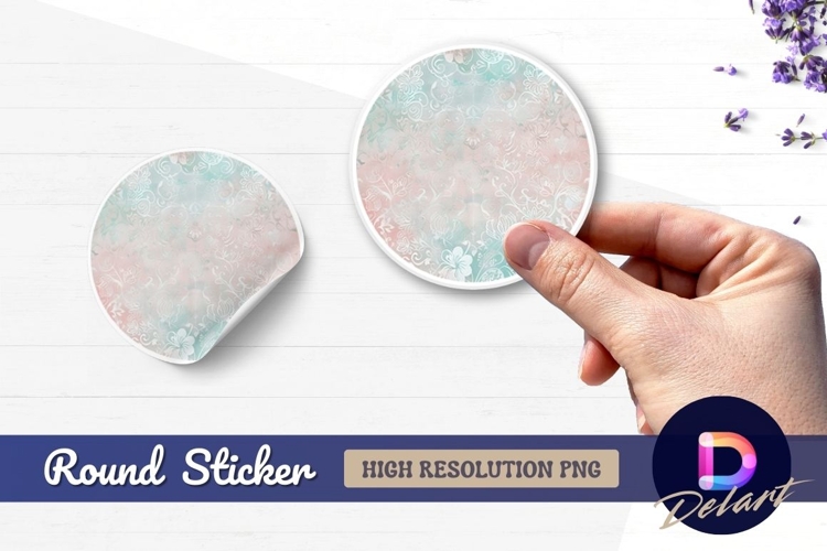 Floral round ornament with pastel Round Sticker PNG