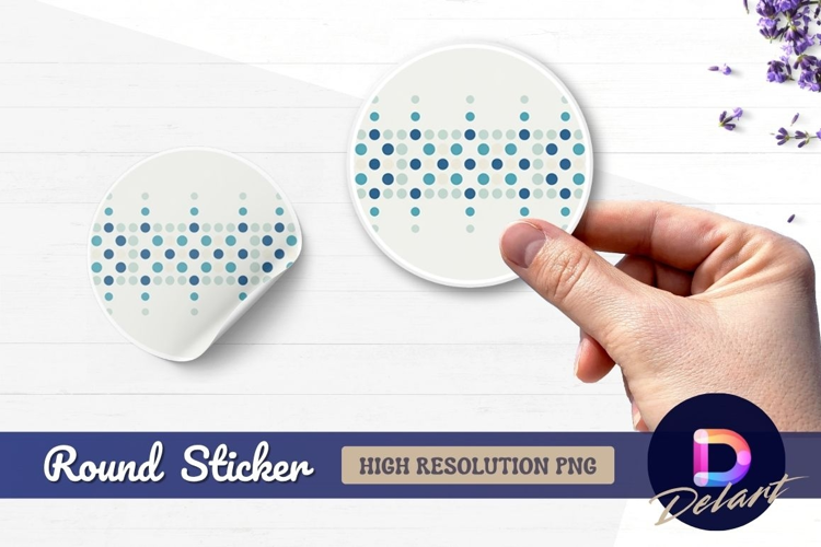 Blue and teal dotted pattern round sticker png
