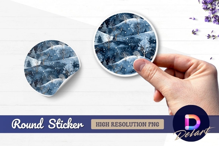 Winter landscape Round Sticker PNG