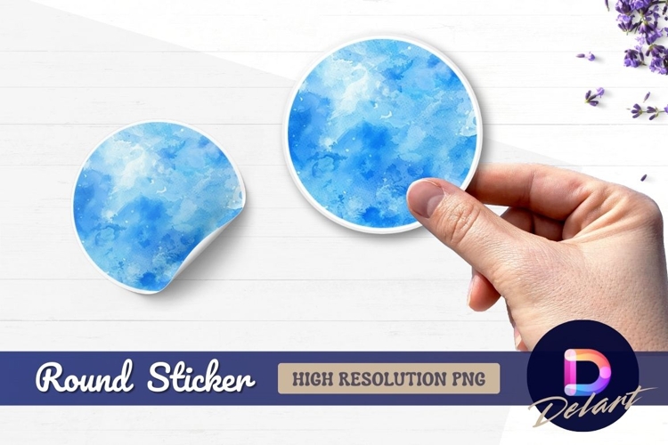 Blue watercolor circle texture Round Sticker PNG