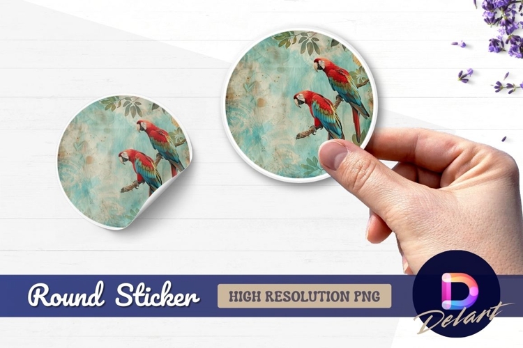 Floral watercolor Round Sticker PNG