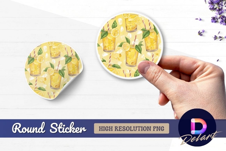 Watercolor sea animals undersea pattern Round Sticker PNG