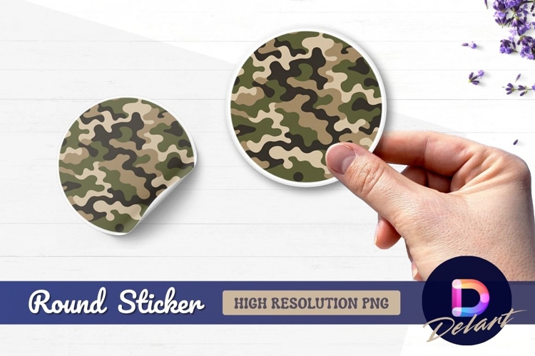 Camouflage seamless pattern round sticker png design
