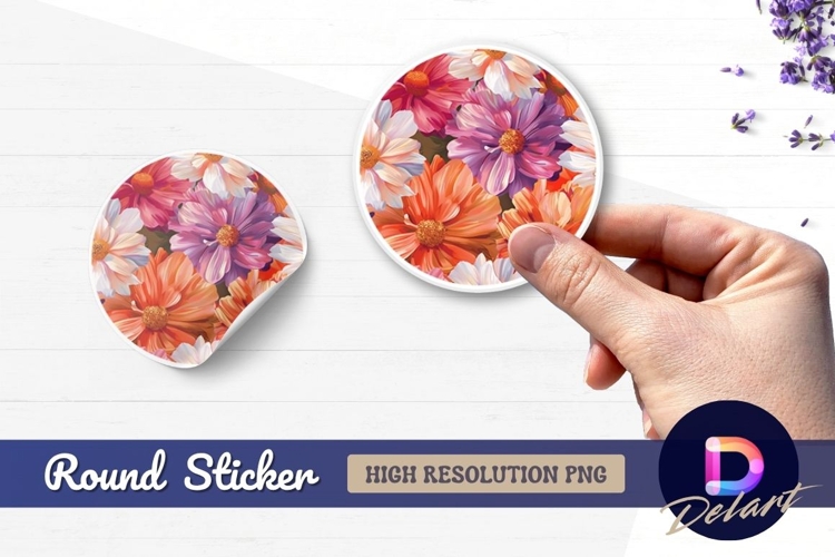 Vibrant colorful flower arrangement Round Sticker PNG