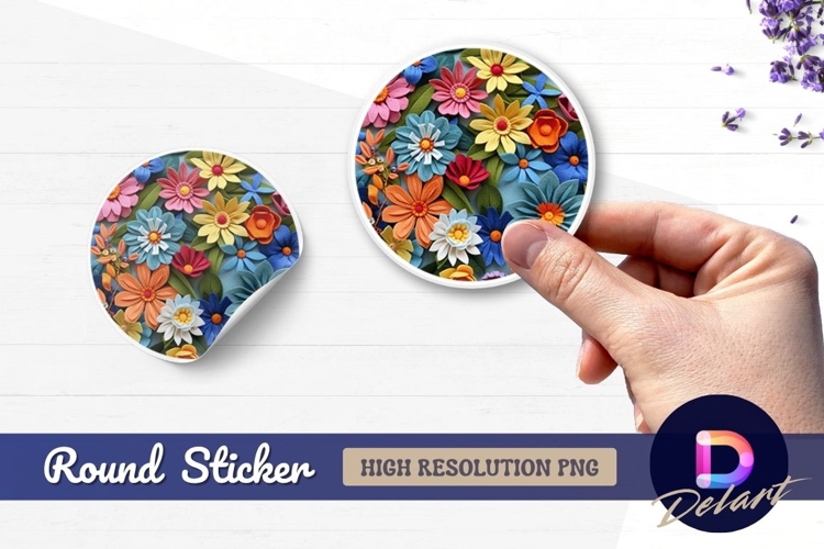 Colorful paper flower arrangement Round Sticker PNG