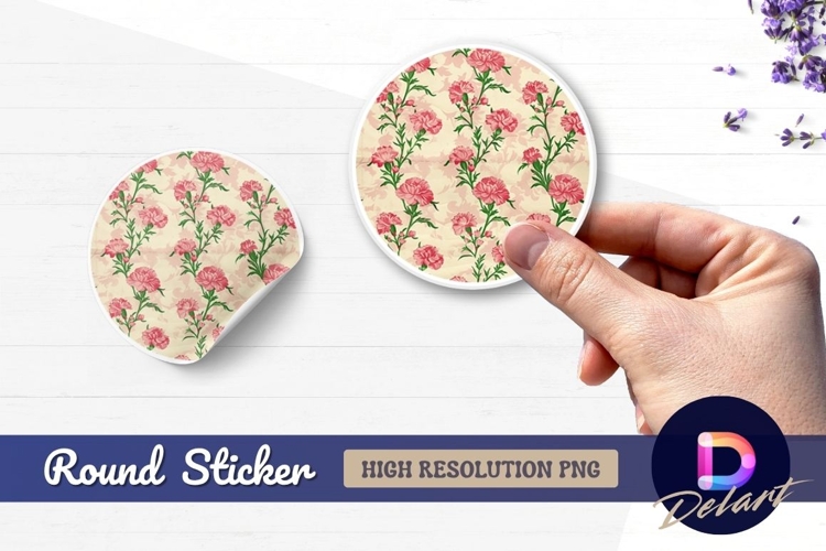 Floral carnation pattern round sticker png design