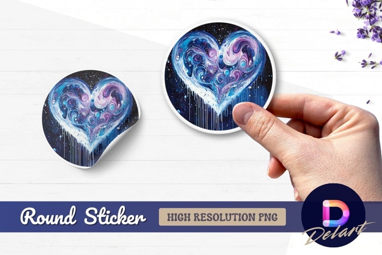 Galaxy heart illustration abstract round sticker png
