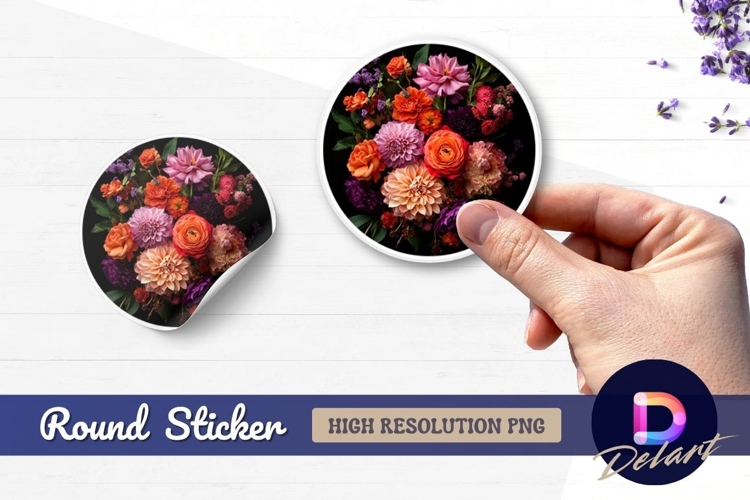 Floral arrangement Round Sticker PNG