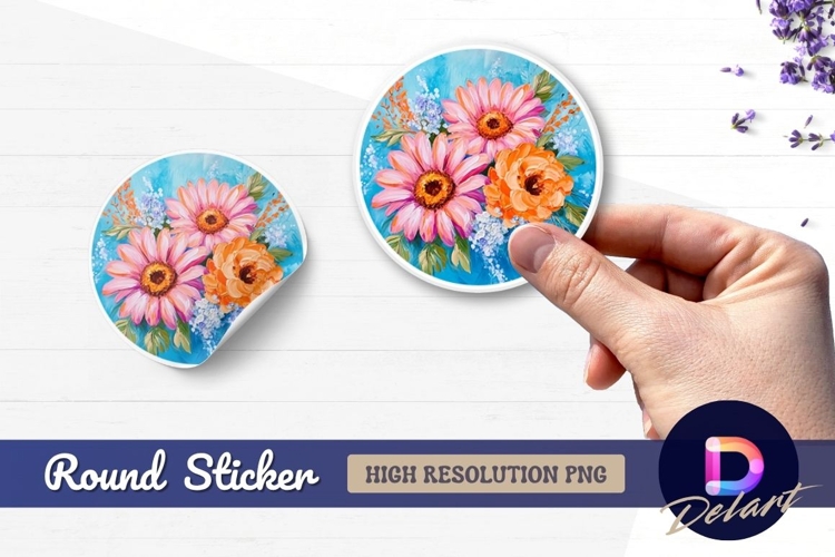 Floral still life in Round Sticker PNG