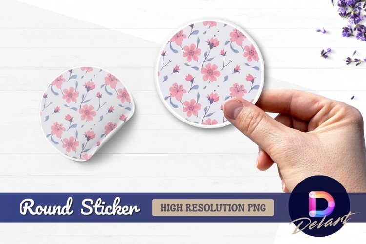 Pink floral seamless pattern Round sticker png