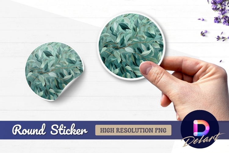 Green leaves circle pattern Round Sticker PNG