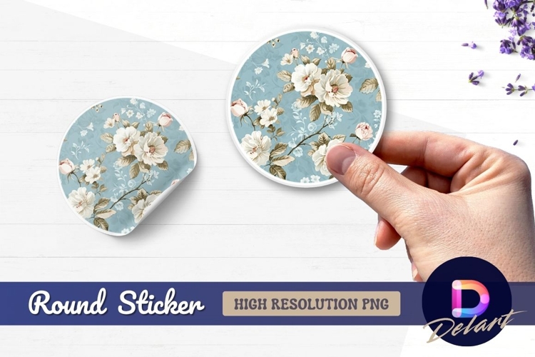 Floral pattern with roses Round Sticker PNG