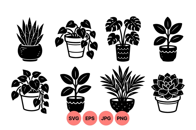 Plant Clipart Black and White Image 2