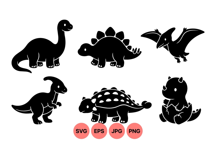 Silhouette Dinosaur Clipart Image 2
