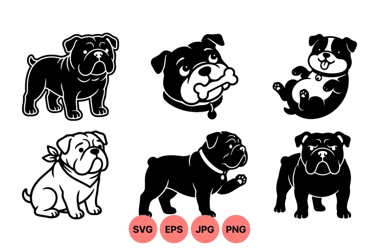 Vector Bulldog Dog Illustration Clipart