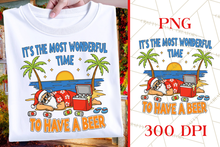 Most Wonderful Time To Have A Beer | Beach Christmas PNG