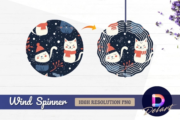 Winter cats Round Wind Spinner PNG