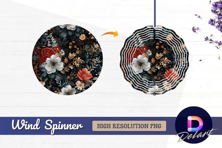Elegant floral pattern with Round Wind Spinner PNG