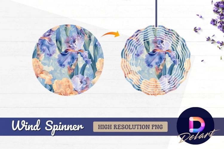 Iris floral Round Wind Spinner PNG