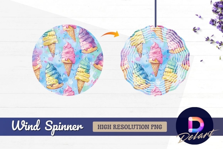 Watercolor ice cream cones Round Wind Spinner PNG