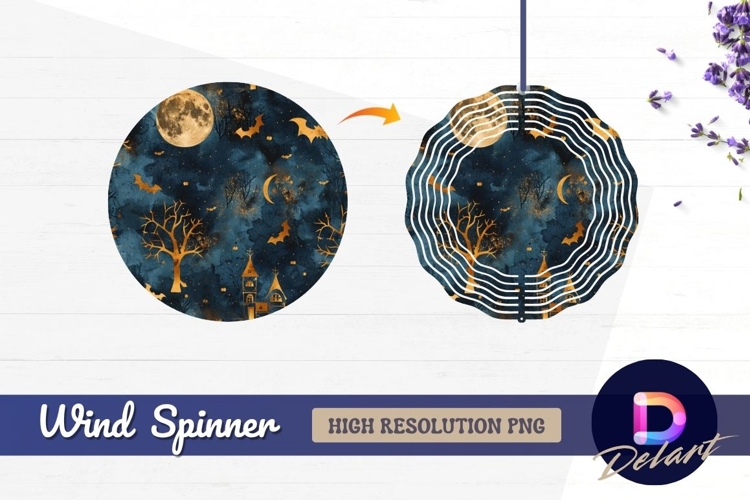 Elegant halloween night watercolor pattern Round Wind Spinne