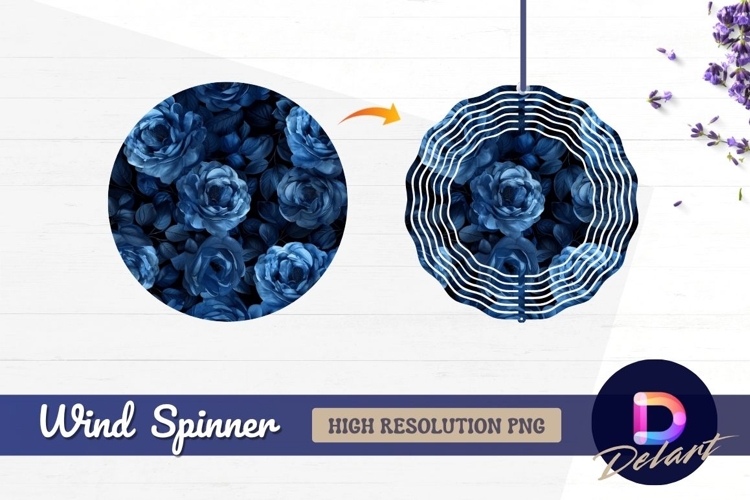Blue rose seamless pattern floral Round Wind Spinner PNG